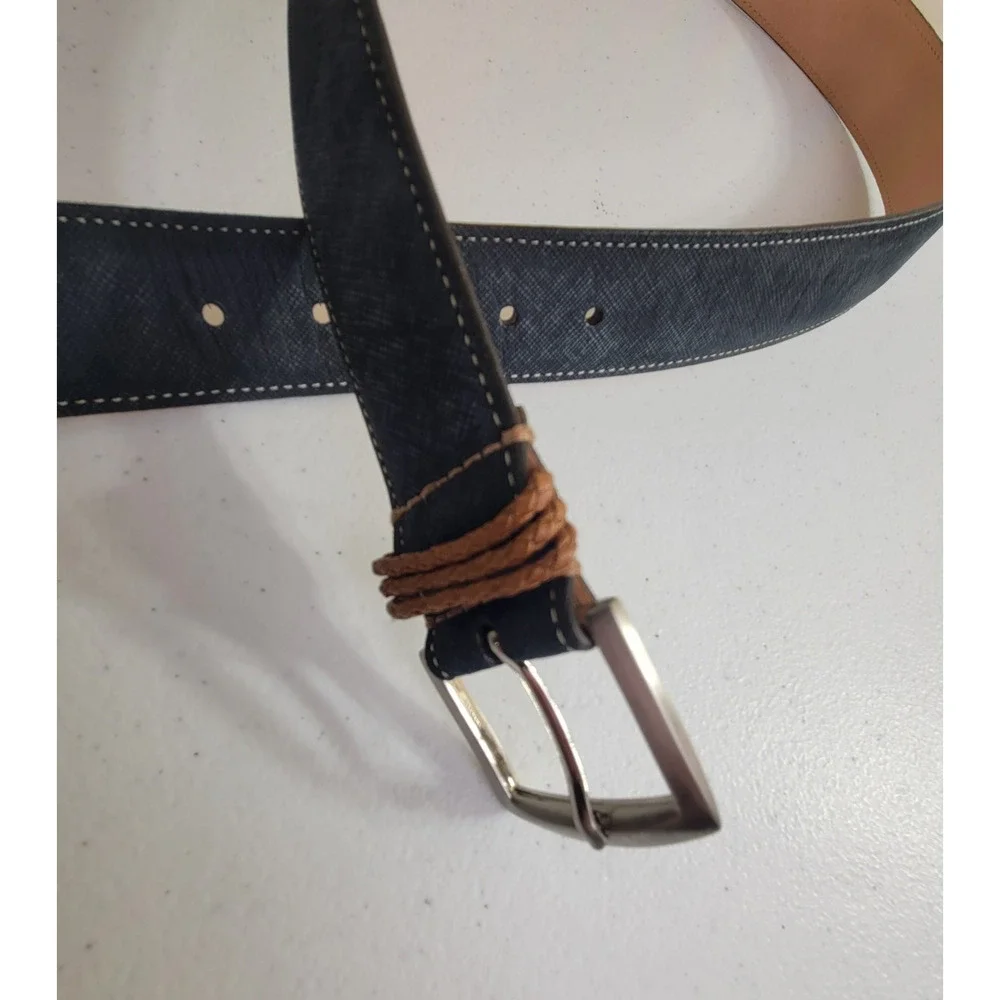 Martin Wingman Belt Men's Size 34 Black Nubuck Saddle Leather Lining Dress‎